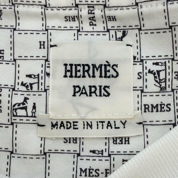 エルメス トップス ボルデュックチェック Tシャツ コットン レディースサイズ38 HERMES 白