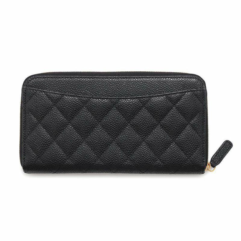 シャネル 長財布 クラシック ロング ジップ ウォレット ココマーク キャビアスキン マトラッセ AP0242 CHANEL 黒