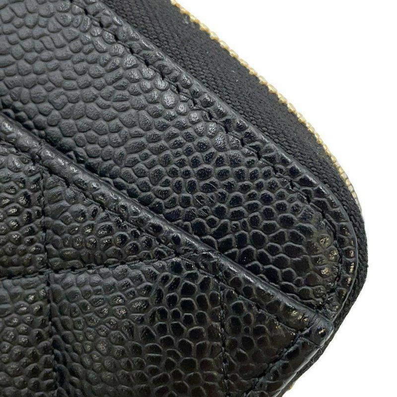 シャネル 長財布 クラシック ロング ジップ ウォレット ココマーク キャビアスキン マトラッセ AP0242 CHANEL 黒