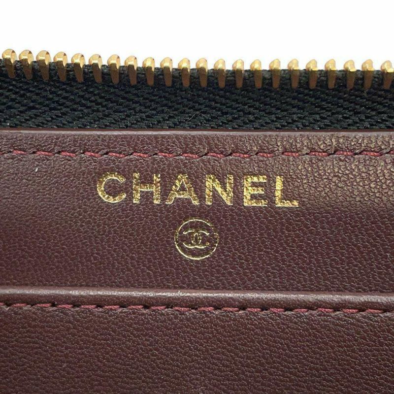 シャネル 長財布 クラシック ロング ジップ ウォレット ココマーク ラムスキン マトラッセ AP0242 CHANEL 黒