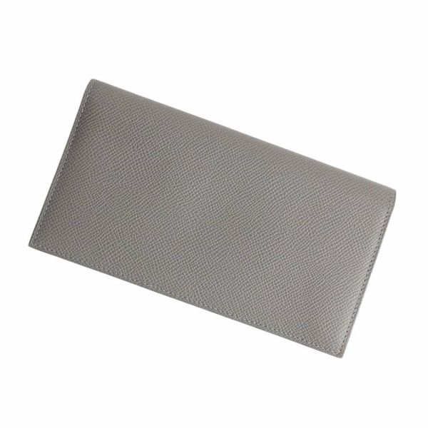 エルメス 二つ折り長財布 シチズンツイル ロング グリメイヤー/シルバー金具 エプソン U刻印
