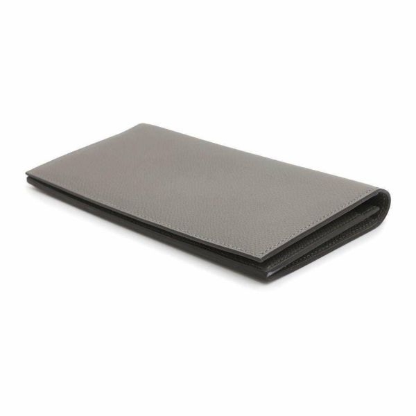 エルメス 二つ折り長財布 シチズンツイル ロング グリメイヤー/シルバー金具 エプソン U刻印