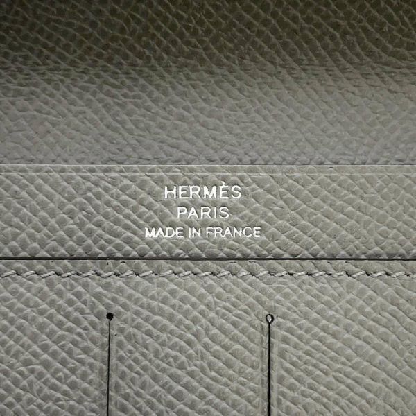 エルメス 二つ折り長財布 シチズンツイル ロング グリメイヤー/シルバー金具 エプソン U刻印