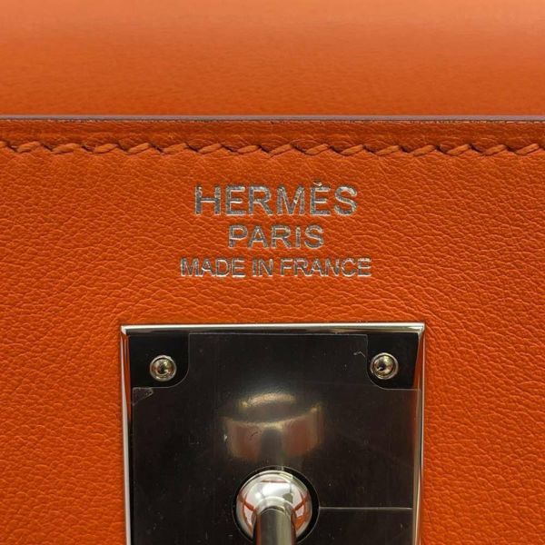 エルメス ハンドバッグ ケリーラキ32 オレンジ/シルバー金具 スイフト □O刻印 HERMES 2way