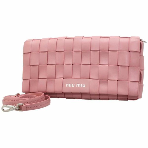 ミュウミュウ ショルダーバッグ 編み込み レザー MIUMIU バッグ 2way