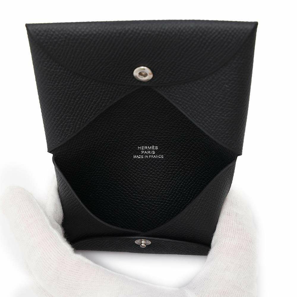 エルメス カードケース カルヴィ ブラック エプソン W刻印 HERMES 名刺入れ 黒