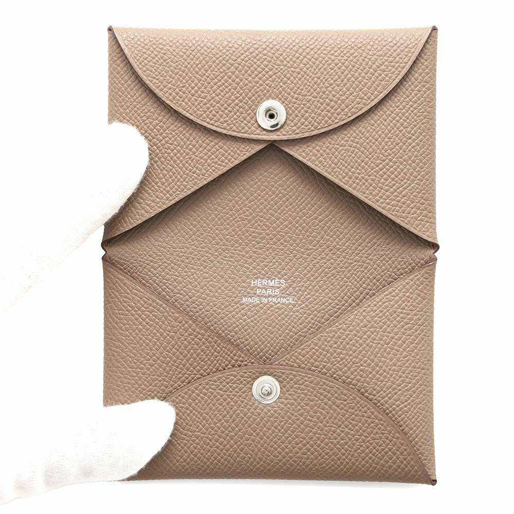 エルメス カードケース カルヴィ エトゥープ エプソン W刻印 HERMES 名刺入れ