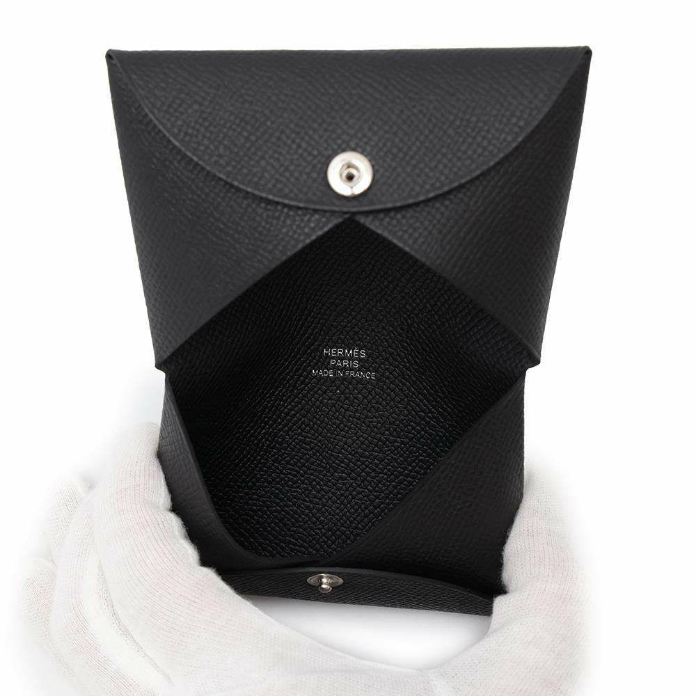 エルメス カードケース カルヴィ ブラック エプソン W刻印 HERMES 名刺入れ 黒