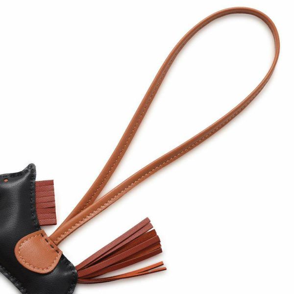エルメス バッグチャーム ロデオ PM ブラック/ゴールド/シエンヌ ラムスキン W刻印 HERMES チャーム 黒