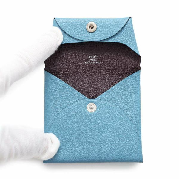 エルメス コインケース バスティア ヴェルソ ニューブルージーン/エベンヌ シェブルミゾル W刻印 シェーブル