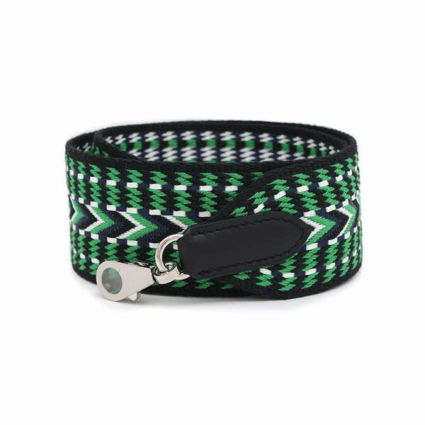 エルメス ショルダーストラップ バンドリエール サングル アレグロ ブラック/バンブー/ホワイト/ブルーインディゴ/シルバー金具 Z刻印