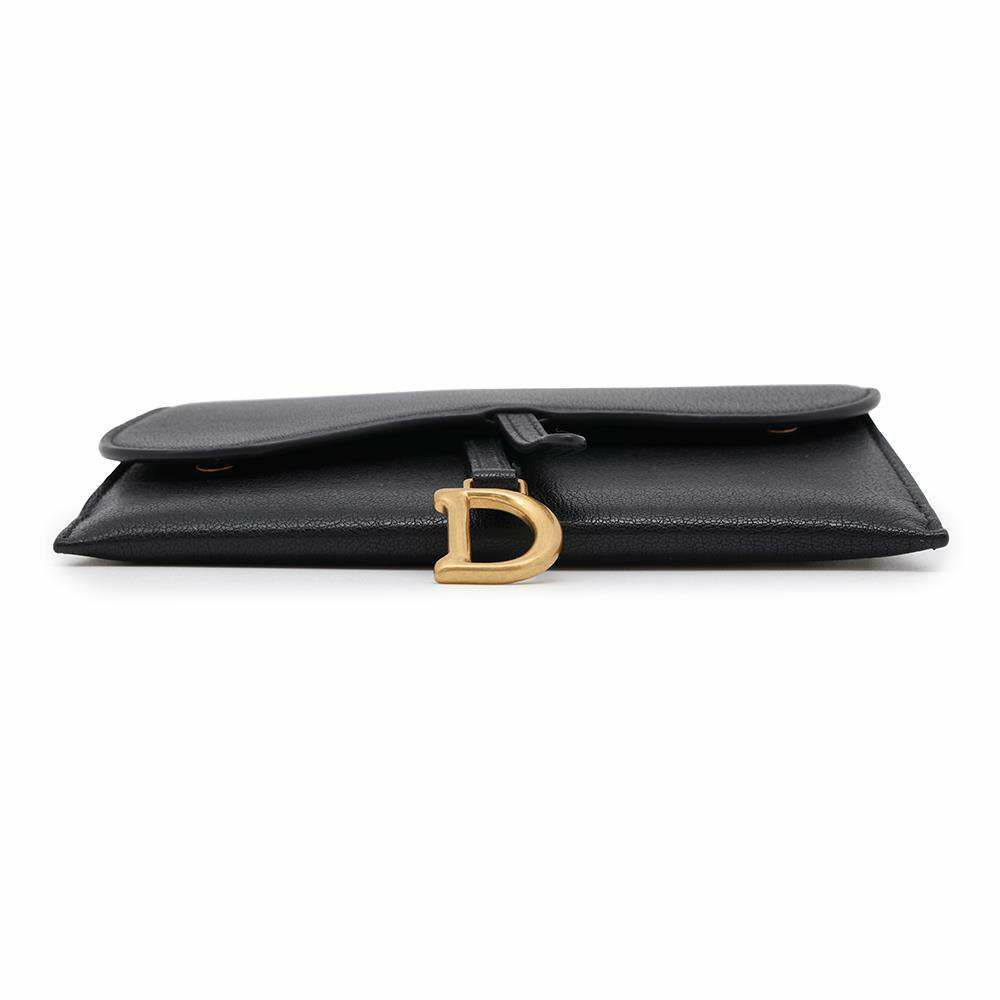 クリスチャン・ディオール チェーンウォレット サドル ロング レザー S5614CBAA Christian Dior 黒