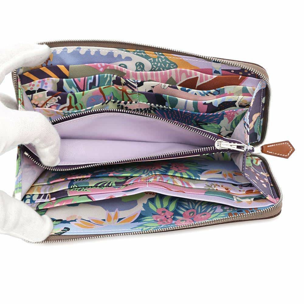 エルメス 長財布 アザップロング シルクイン エトゥープ/シルバー金具 エプソン W刻印 財布