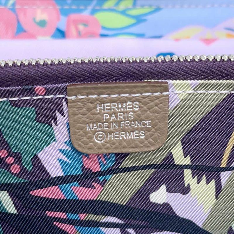 エルメス 長財布 アザップロング シルクイン エトゥープ/シルバー金具 エプソン W刻印 財布