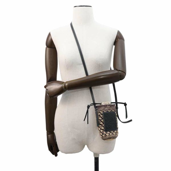 ロエベ ショルダーバッグ シリンダーポケット ラフィア C630P71X01 LOEWE バッグ ポシェット 黒