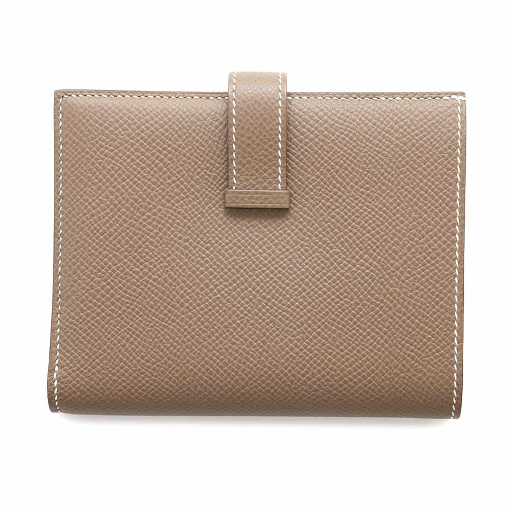 エルメス 二つ折り財布 ベアンコンパクト エトゥープ/ゴールド金具 エプソン W刻印 財布