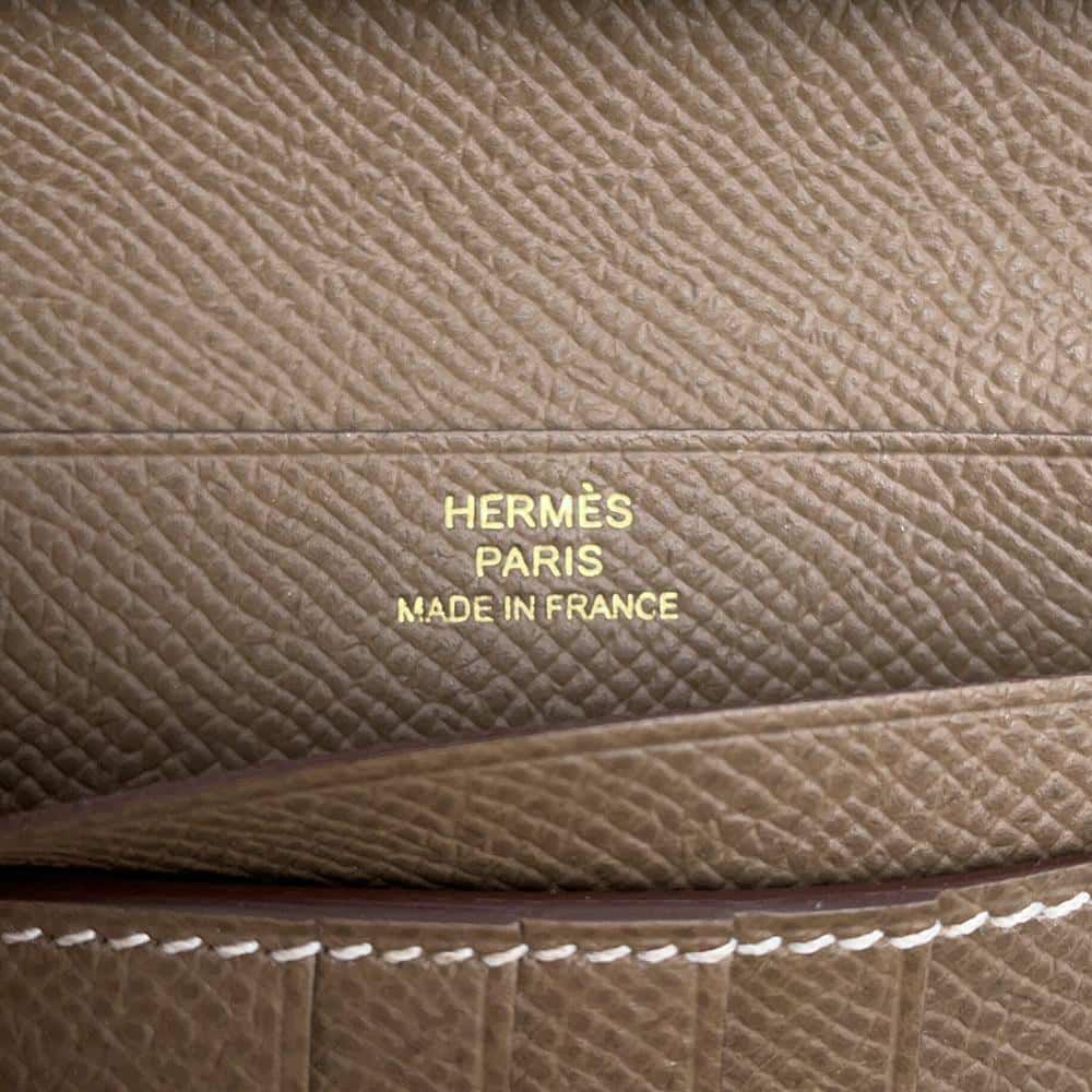 エルメス 二つ折り財布 ベアンコンパクト エトゥープ/ゴールド金具 エプソン W刻印 財布