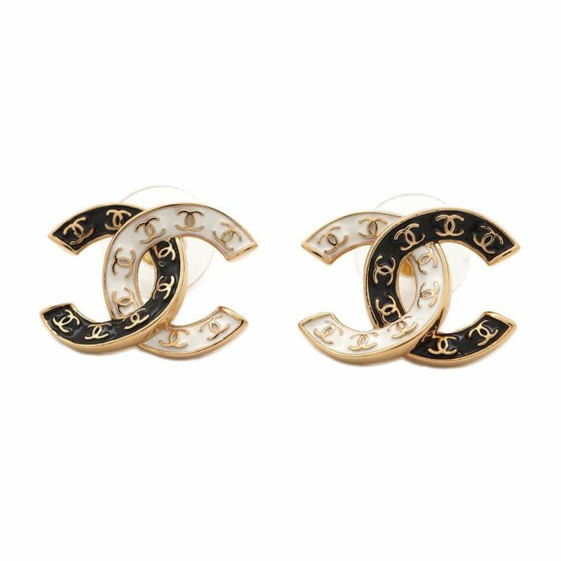 シャネル ピアス ココマーク バイカラー B24 P ABC996 CHANEL アクセサリー 黒 白