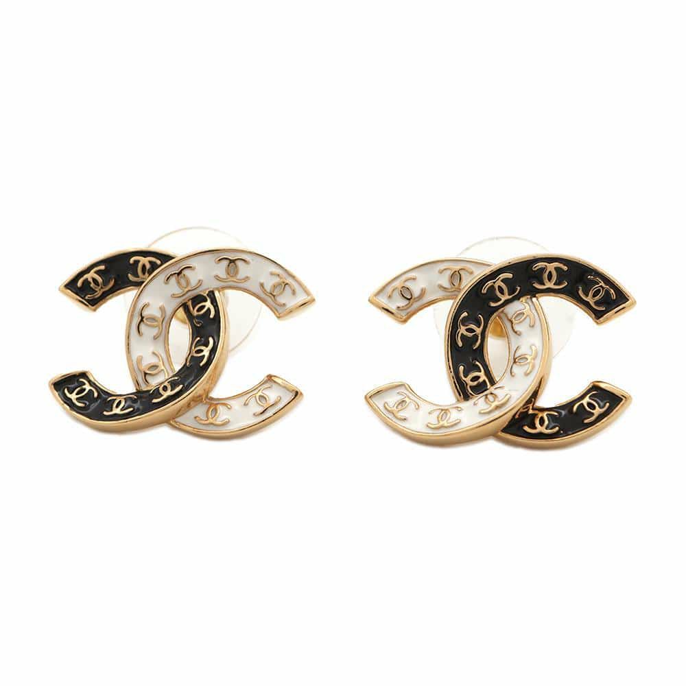 シャネル ピアス ココマーク バイカラー B24 P ABC996 CHANEL アクセサリー 黒 白