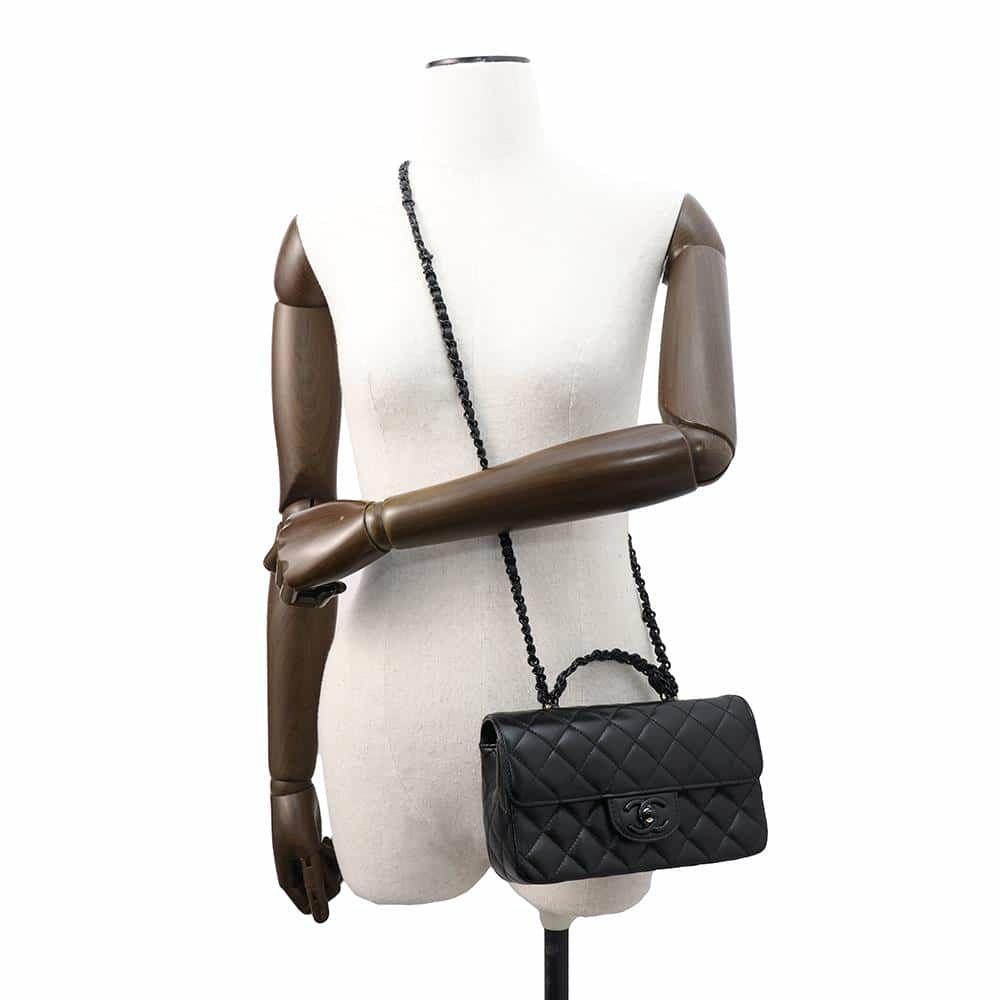 シャネル ハンドバッグ マトラッセ ココマーク ラムスキン AS5243 CHANEL 2wayショルダーバッグ 黒