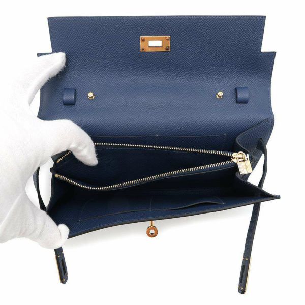 エルメス ケリーウォレット ロング トゥーゴー ブルーネイビー/ゴールド金具 エプソン W刻印 HERMES