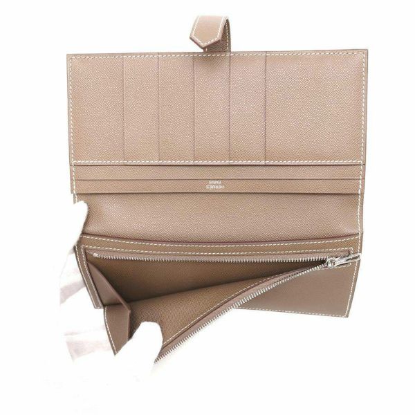 エルメス 長財布 ベアンスフレ エトゥープ/シルバー金具 ヴォーマダム W刻印 HERMES 財布