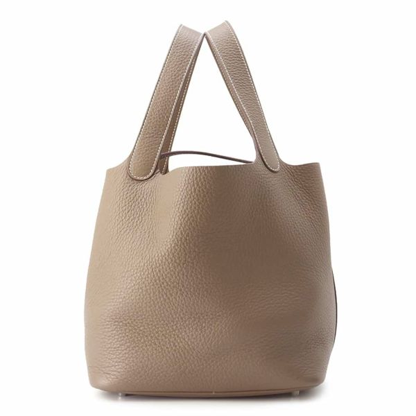 エルメス ハンドバッグ ピコタンロックMM エトゥープ/シルバー金具 トリヨンクレマンス B刻印