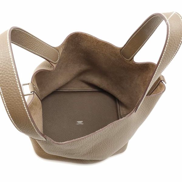 エルメス ハンドバッグ ピコタンロックMM エトゥープ/シルバー金具 トリヨンクレマンス B刻印