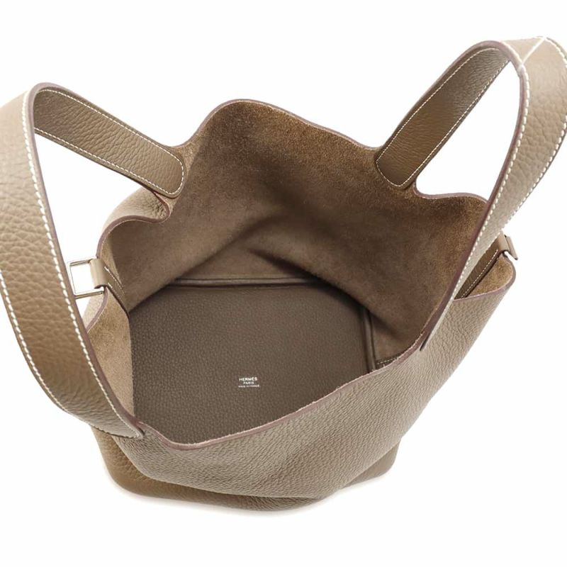 エルメス ハンドバッグ ピコタンロックMM エトゥープ/シルバー金具 トリヨンクレマンス B刻印