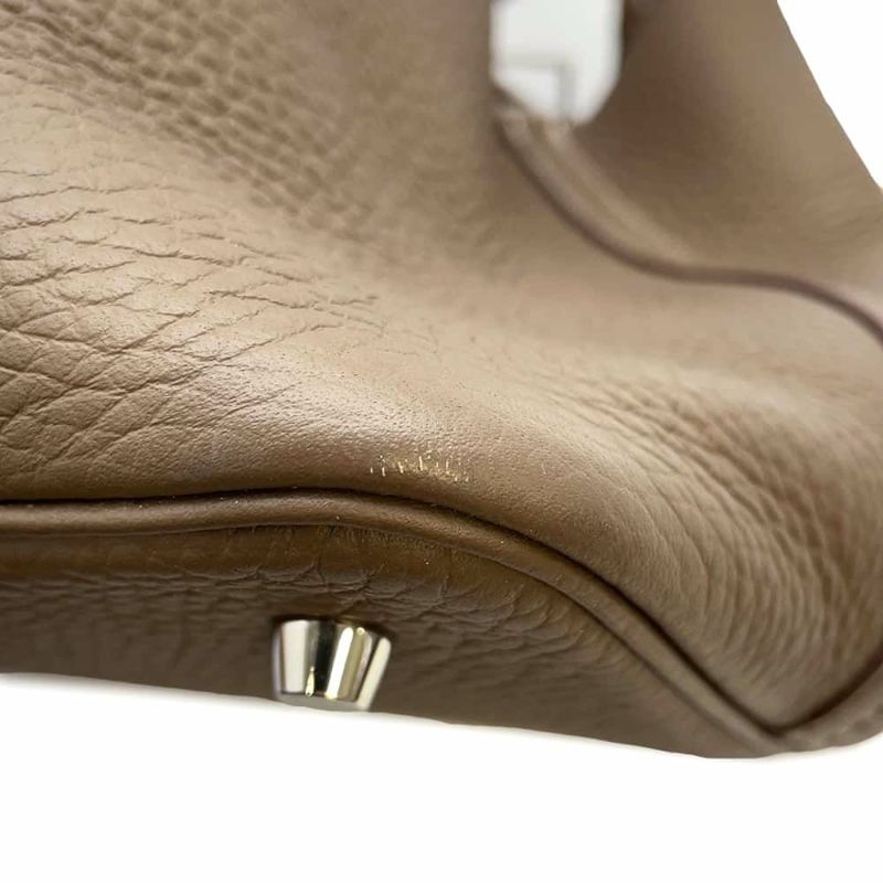 エルメス ハンドバッグ ピコタンロックMM エトゥープ/シルバー金具 トリヨンクレマンス B刻印