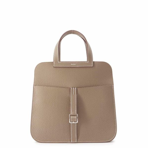 エルメス ハンドバッグ アルザン25 エトゥープ/シルバー金具 トリヨクレマンス W刻印 2wayショルダー