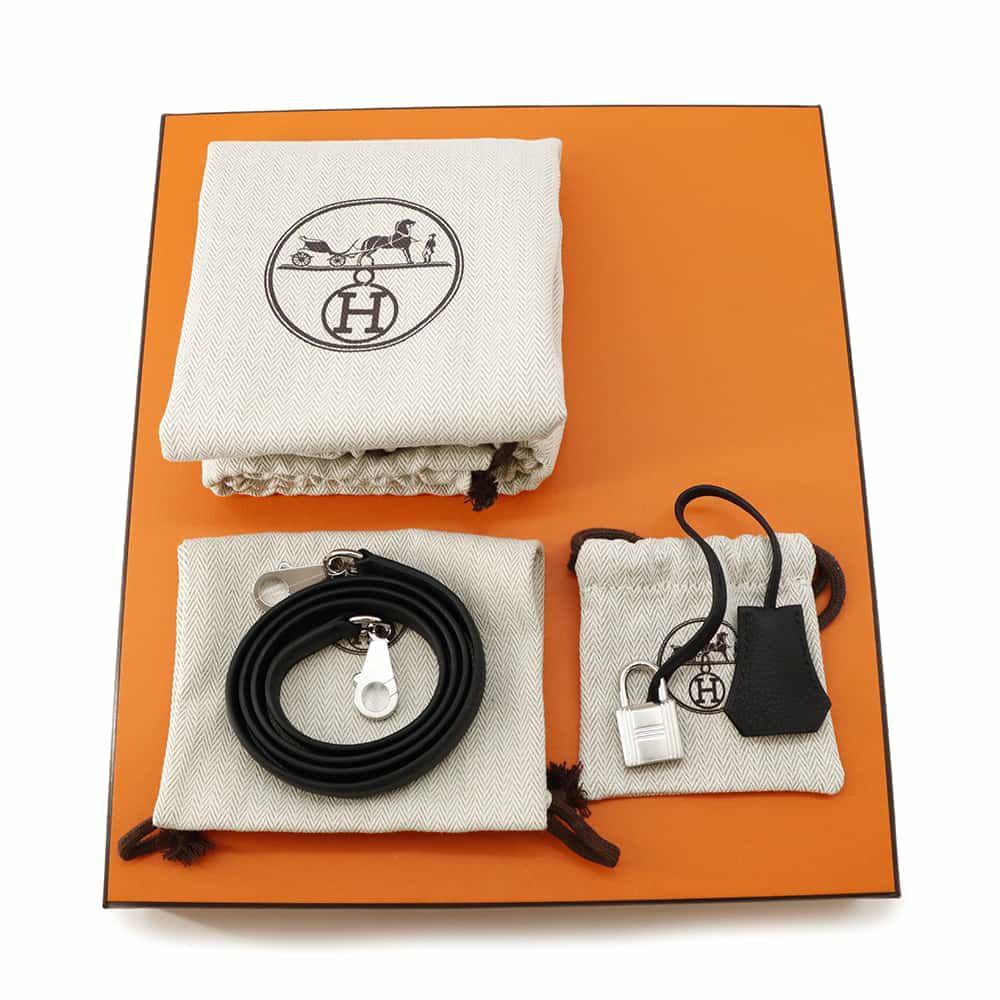 エルメス ハンドバッグ ケリー25 内縫い ブラック/シルバー金具 トゴ W刻印 2wayショルダー 黒