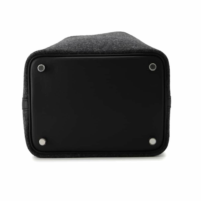 エルメス ハンドバッグ ピコタンロックPM グリモワイヤン/ブラック/シルバー金具 フェルト/スイフト U刻印 黒