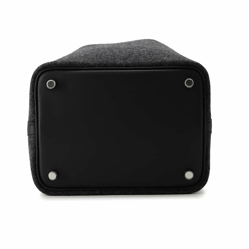 エルメス ハンドバッグ ピコタンロックPM グリモワイヤン/ブラック/シルバー金具 フェルト/スイフト U刻印 黒