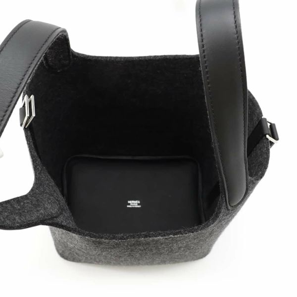 エルメス ハンドバッグ ピコタンロックPM グリモワイヤン/ブラック/シルバー金具 フェルト/スイフト U刻印 黒