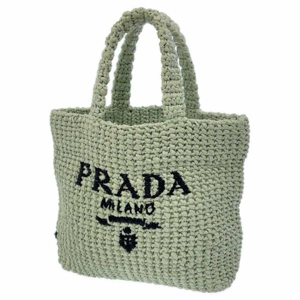 プラダ トートバッグ クロシェ ラフィア スモール ロゴ 1BG422 PRADA バッグ ハンドバッグ 黒