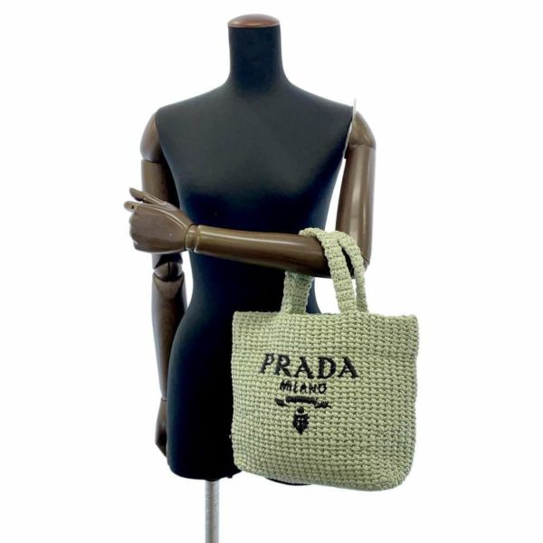 プラダ トートバッグ クロシェ ラフィア スモール ロゴ 1BG422 PRADA バッグ ハンドバッグ 黒