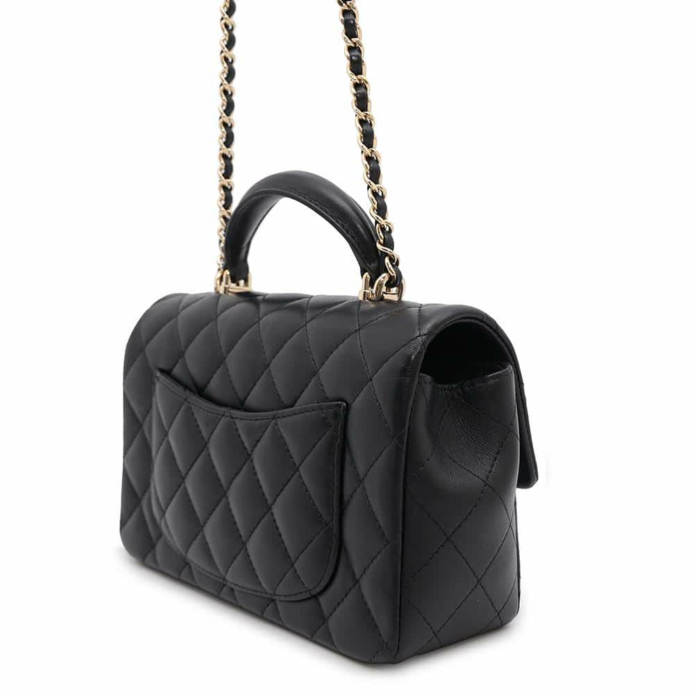 シャネル チェーンショルダーバッグ マトラッセ ココマーク トップハンドル ミニ フラップ ラムスキン AS2431 CHANEL 黒