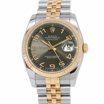 ロレックス デイトジャスト SS/K18PG 116231 ROLEX 腕時計 ブラックコンセントリック文字盤 アラビア 安心保証