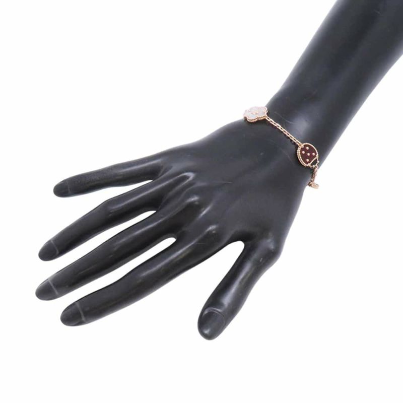 ヴァンクリーフ&アーペル ブレスレット ラッキースプリング 5モチーフ オニキス カーネリアン マザーオブパール K18PG VCARP7RR00