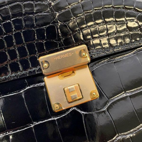 エルメス 財布 クリック16 ブラック/ピンクゴールド金具 アリゲーターシャイン Y刻印 黒