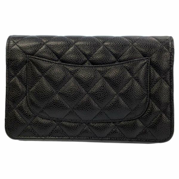 シャネル チェーンウォレット クラシック マトラッセ ココマーク キャビアスキン AP0250 財布 ブラック 黒