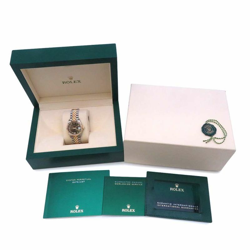 ロレックス デイトジャスト31 SS/K18YG VIダイヤ 278273 ダークグレー文字盤 ローマン