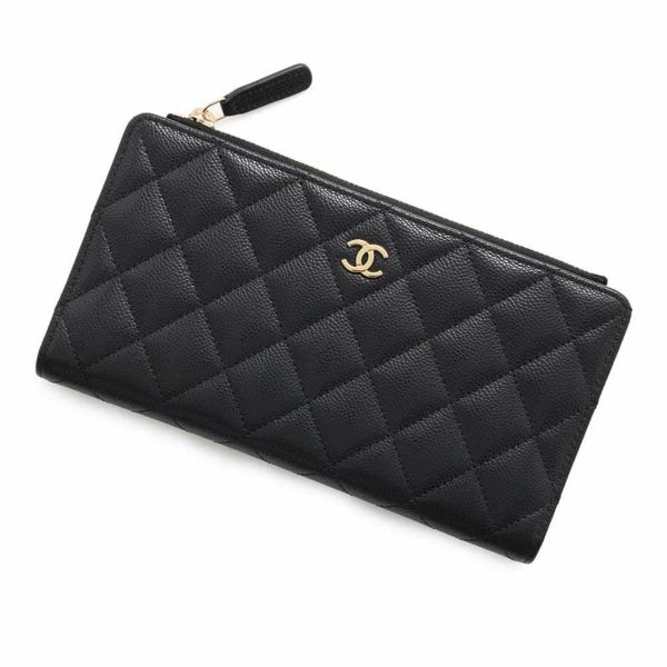 シャネル 2つ折り長財布 マトラッセ ココマーク キャビアスキン AP3877 CHANEL 財布 黒