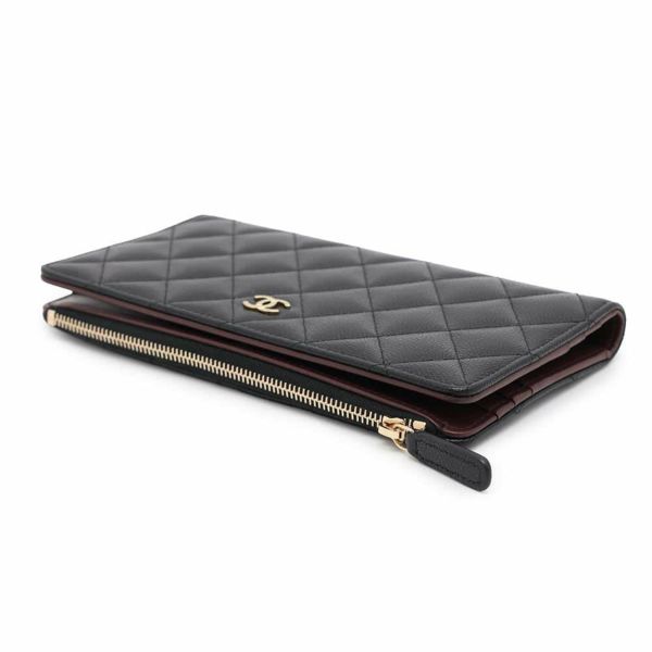 シャネル 2つ折り長財布 マトラッセ ココマーク キャビアスキン AP3877 CHANEL 財布 黒