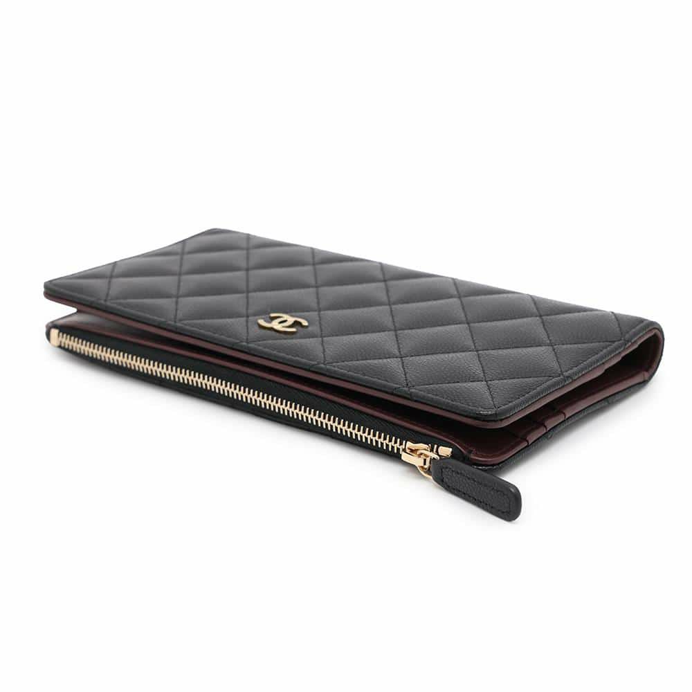 シャネル 2つ折り長財布 マトラッセ ココマーク キャビアスキン AP3877 CHANEL 財布 黒