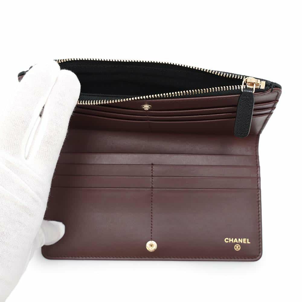 シャネル 2つ折り長財布 マトラッセ ココマーク キャビアスキン AP3877 CHANEL 財布 黒