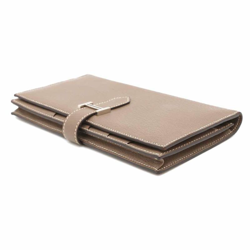 エルメス 長財布 ベアンスフレ エトゥープ/シルバー金具 シェブルミゾル U刻印 HERMES 財布