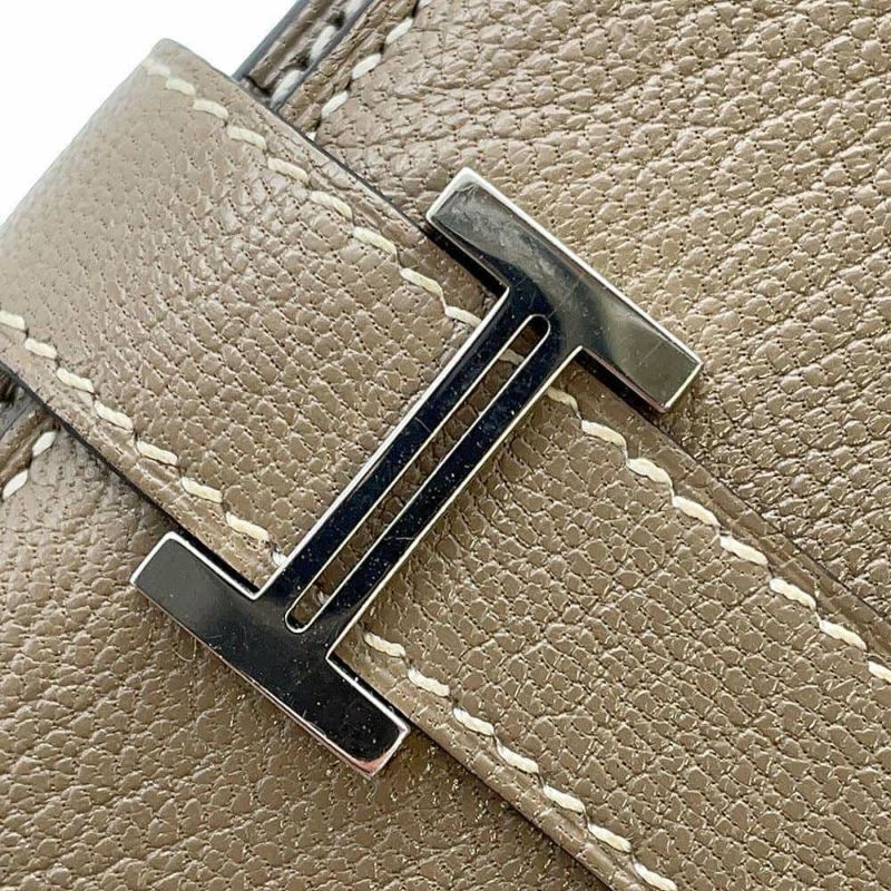 エルメス 長財布 ベアンスフレ エトゥープ/シルバー金具 シェブルミゾル U刻印 HERMES 財布