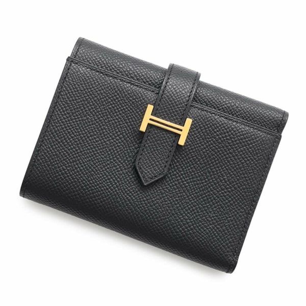 エルメス 三つ折り財布 ベアンコンビネ ブラック/ゴールド金具 エプソン W刻印 HERMES 財布